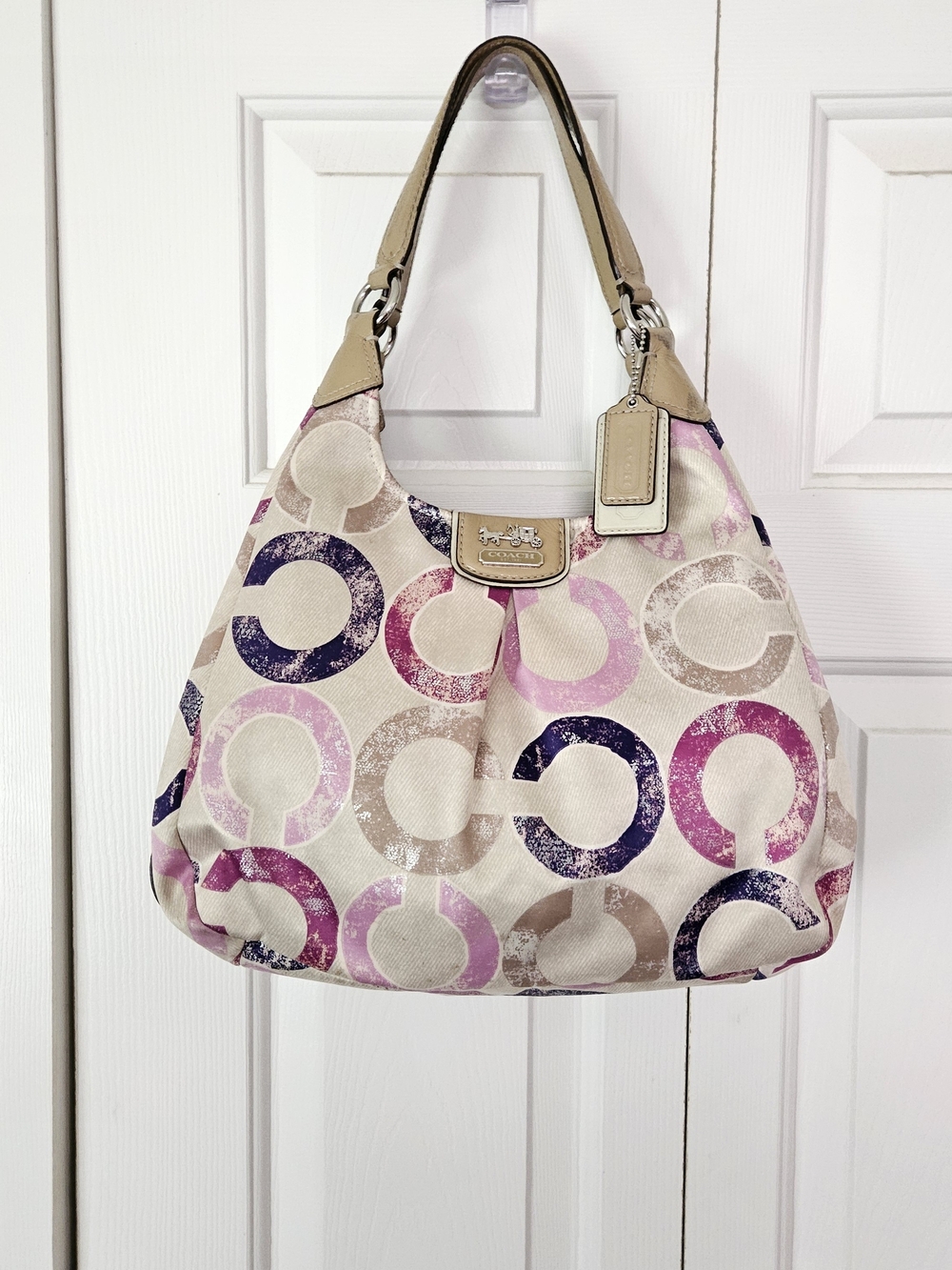 Coach Maggie Op Art Metallic Shoulder Bag